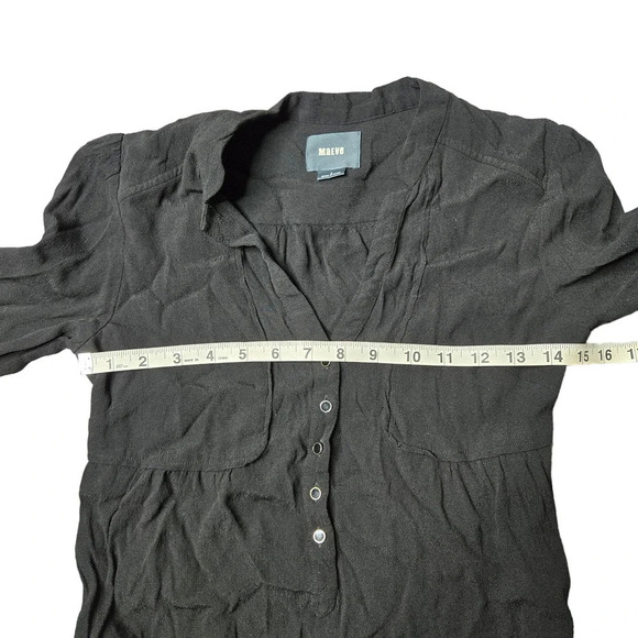 Anthropologie Maeve Black Taryn Crepe 3/4 Sleeve Shift Dress - Picture 3 of 7